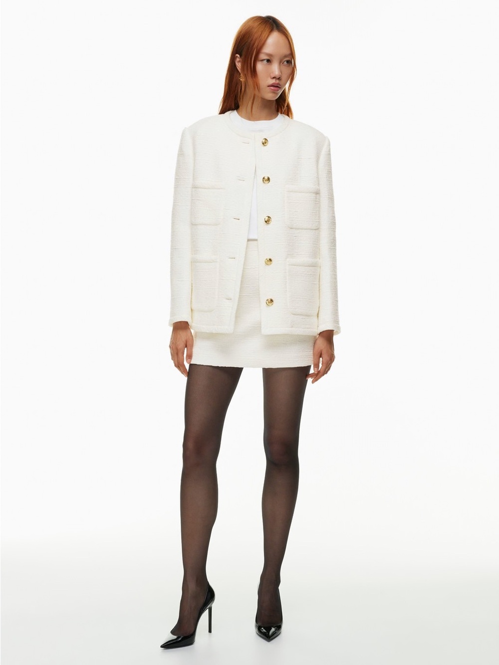 Babaton Aritzia Celebration Bouclé Tweed Jacket White XXS (fits bigger)
